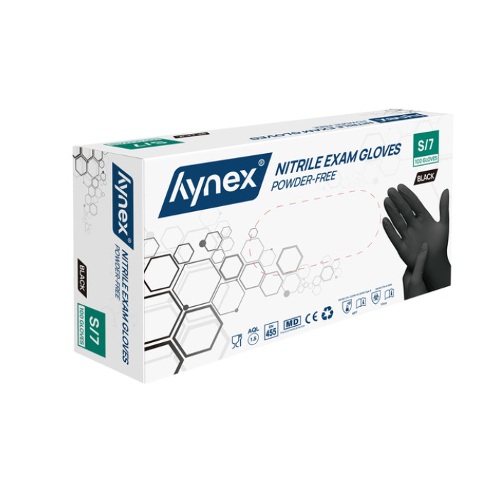Handschoen Hynex nitril S zwart 3.5g pak à 100 stuks