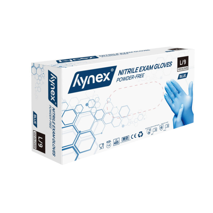 Handschoen Hynex nitril L blauw 3.5g pak à 100 stuks