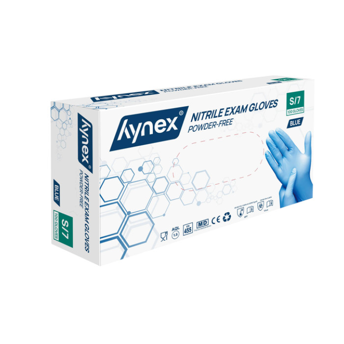Handschoen Hynex nitril S blauw 3.5g pak à 100 stuks