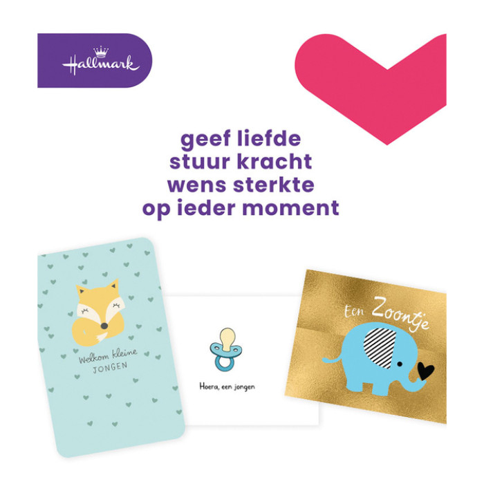 Wenskaart Hallmark Business Box geboorte zoon navulset à 6 stuks