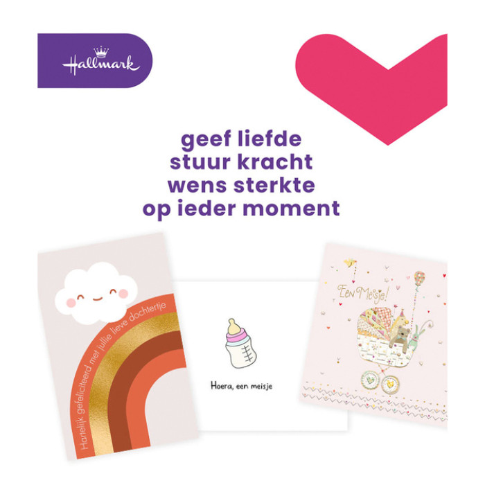 Wenskaart Hallmark Business Box geboorte dochter navulset à 6 stuks