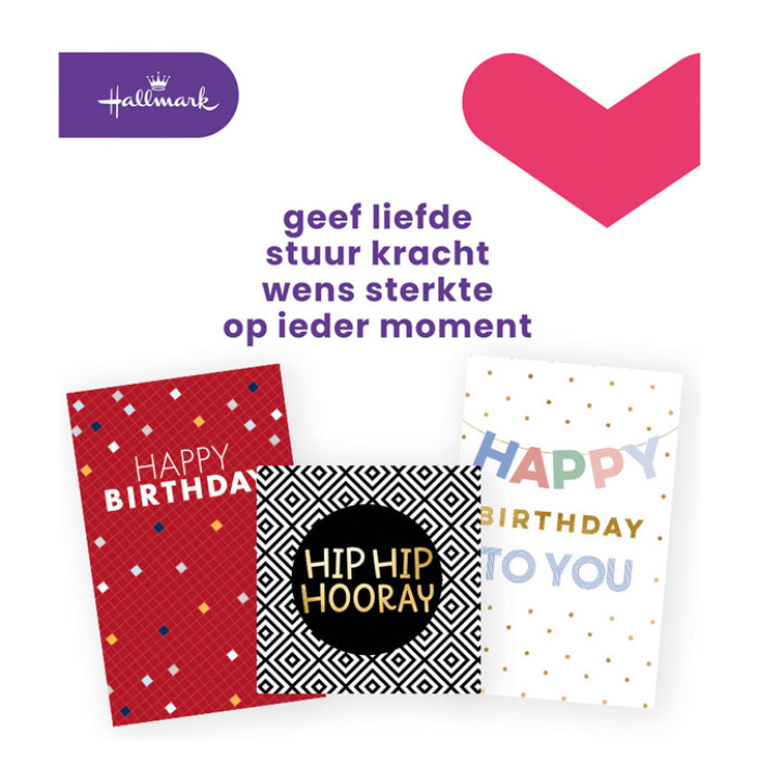 Wenskaart Hallmark Business Box verjaardag engelstalig navulset à 6 stuks