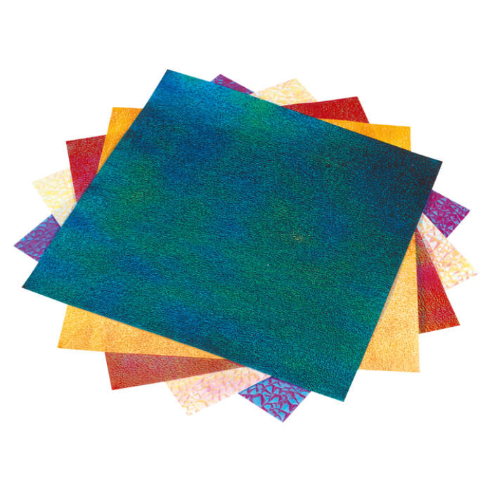 Vouwblaadjes Folia 75gr 14x14cm 50 vel 2zijdig iriserend embossing ass