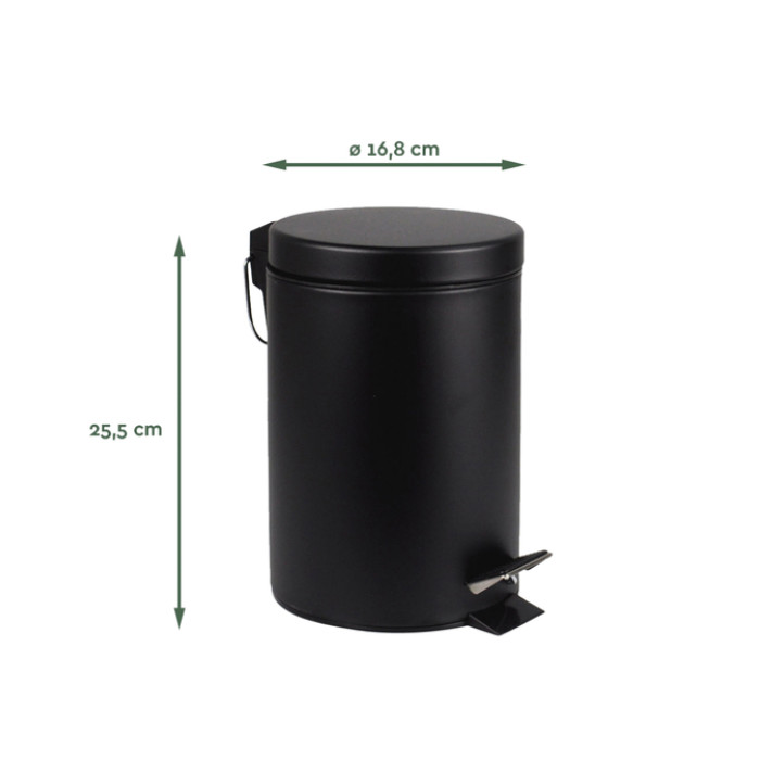 Pedaalemmer BRASQ 3 liter zwart