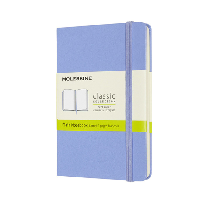 Notitieboek Moleskine pocket 90x140mm blanco hard cover hydrangea blue