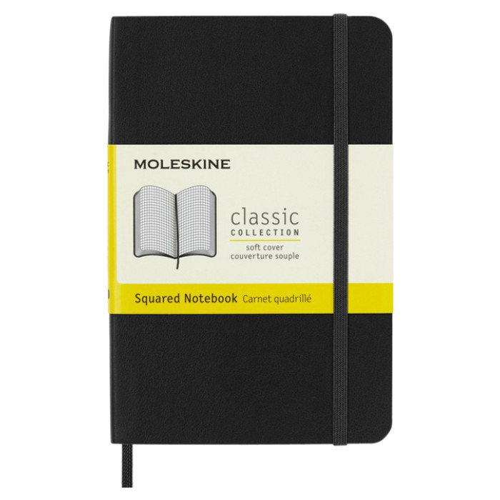 Notitieboek Moleskine pocket 90x140mm ruit 5x5mm soft cover zwart
