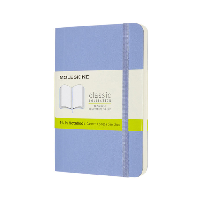 Notitieboek Moleskine pocket 90x140mm blanco soft cover hydrangea blue