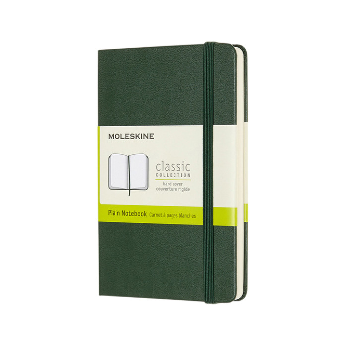Notitieboek Moleskine pocket 90x140mm blanco hard cover myrtle green