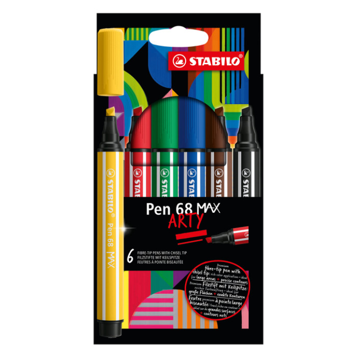 Viltstift STABILO Pen 68 Max Arty assorti etui à 6 stuks