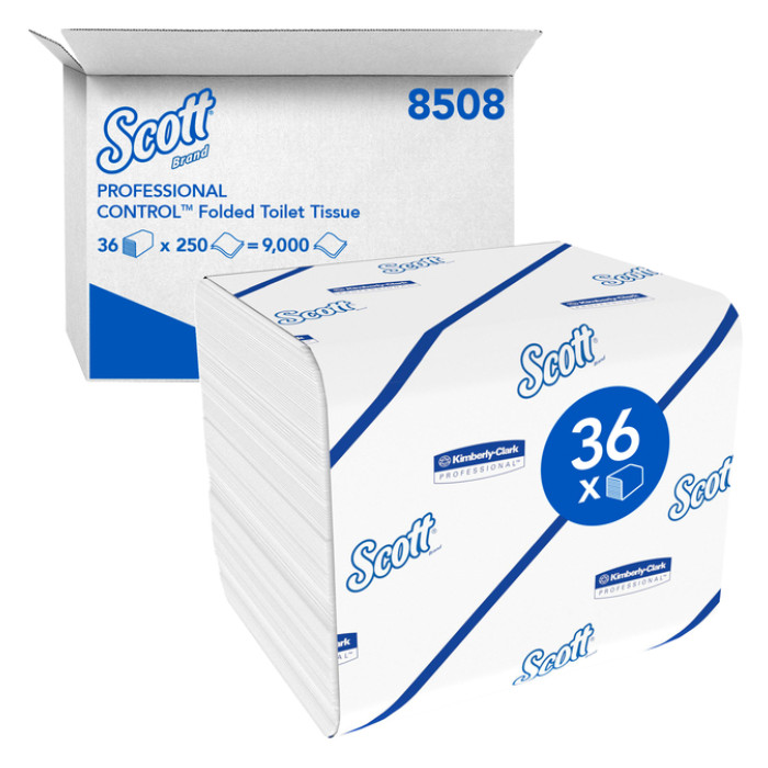 Toiletpapier Scott Control gevouwen 2-laags 110x186mm wit 8508