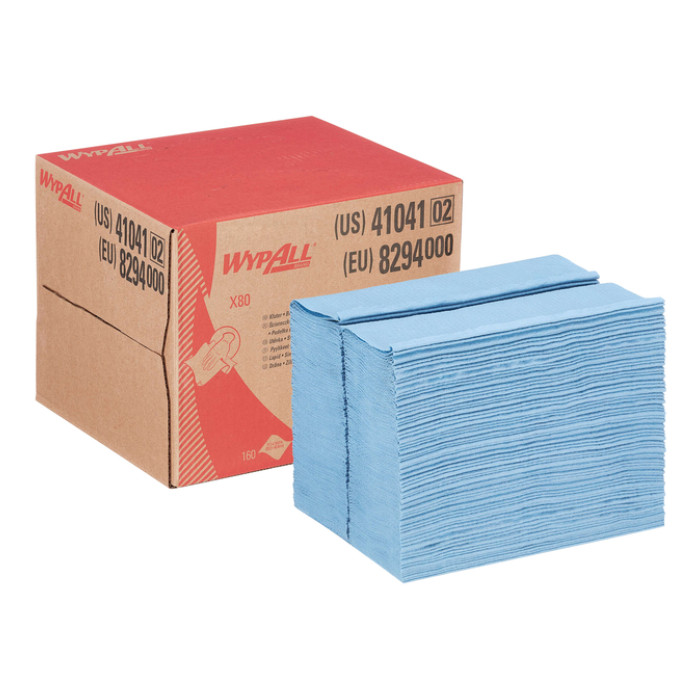Reinigingsdoek WypAll X80 PowerClean dispenserdoos 1-laags 160 vel blauw 8294