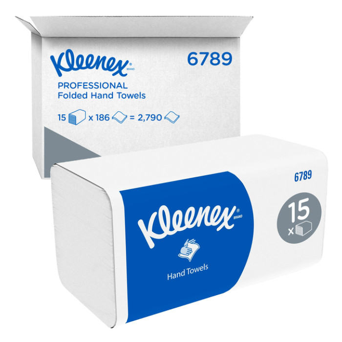 Handdoek Kleenex i-vouw 2-laags 215x212mm 15x186 vel wit 6789