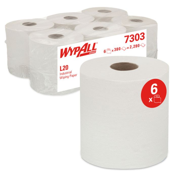 Poetspapier WypAll L20 GeneralClean 2-laags 380 vel wit 7303