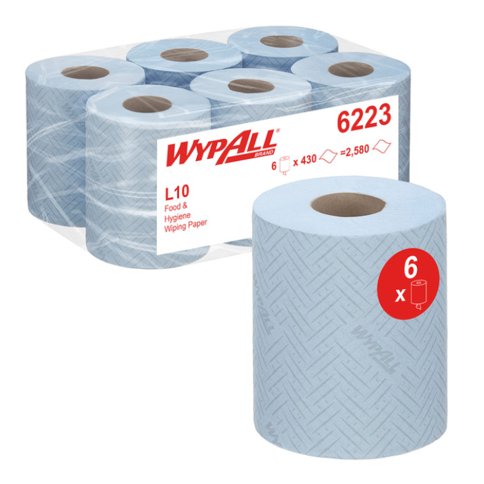 Poetspapier WypAll L10 GeneralClean 1-laags 430 vel blauw 6223
