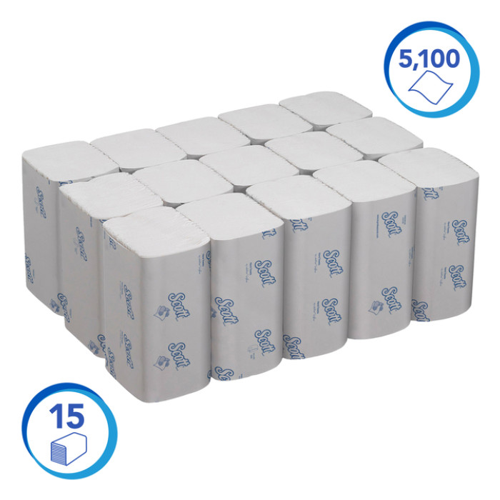 Handdoek Scott Essential i-vouw 1-laags 200x212mm 15x340 vel wit 6617