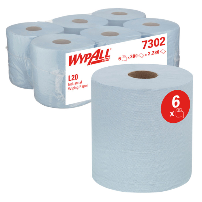 Poetspapier WypAll L20 GeneralClean 2-laags 336 vel blauw 7302