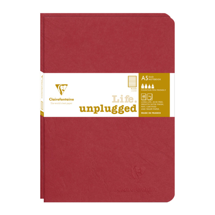 Schrift Clairefontaine A5 lijn 96 pagina's 90gr rood seal à 2 stuks
