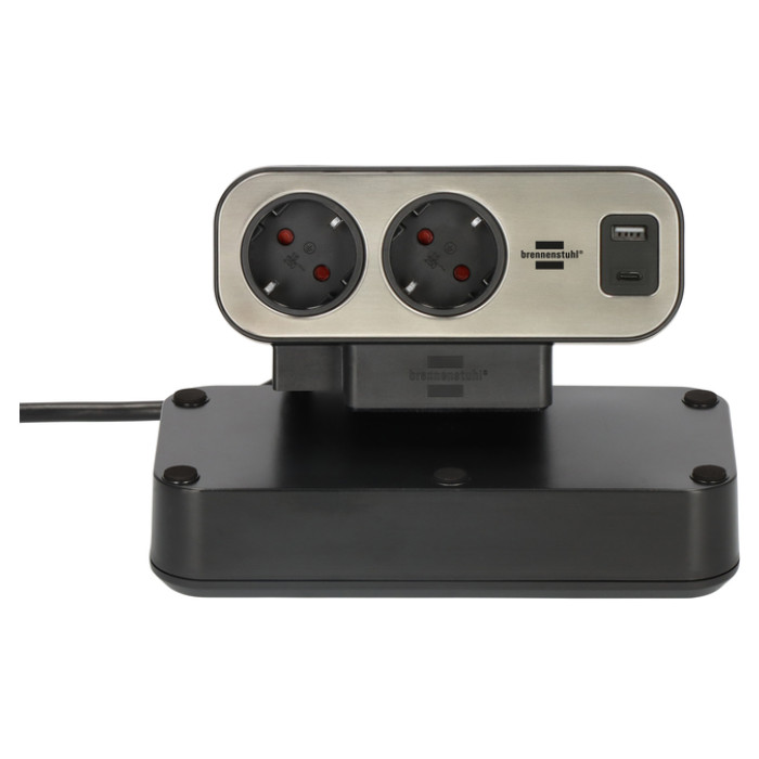 Stekkerdoos Brennenstuhl bureau Estilo 10vdig incl 1 USB C, 1 USB A, 2m zi/zw