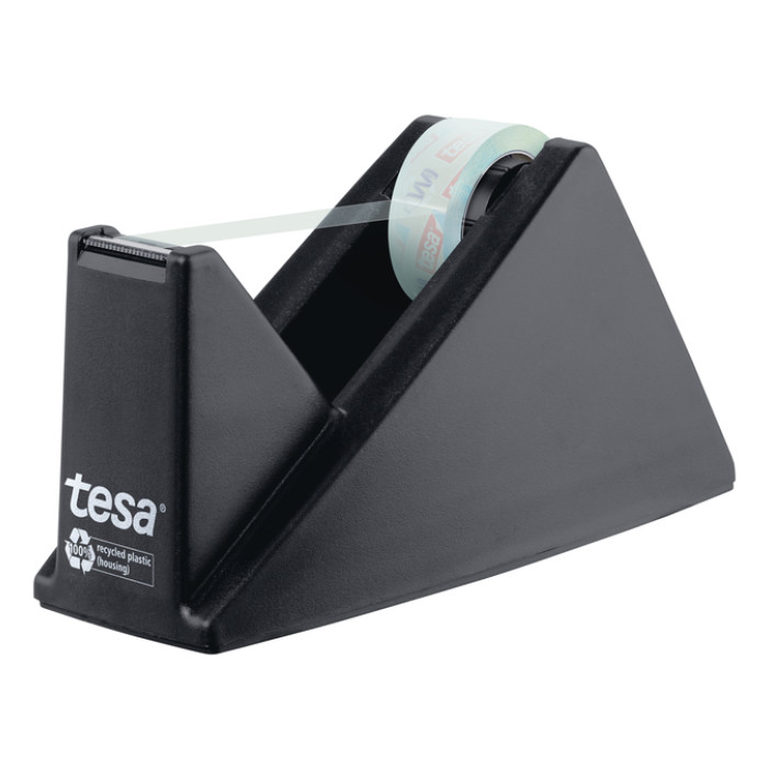 Plakbandhouder Tesa eco&crystal 59045 zwart met 1 rol tape 19mmx10m