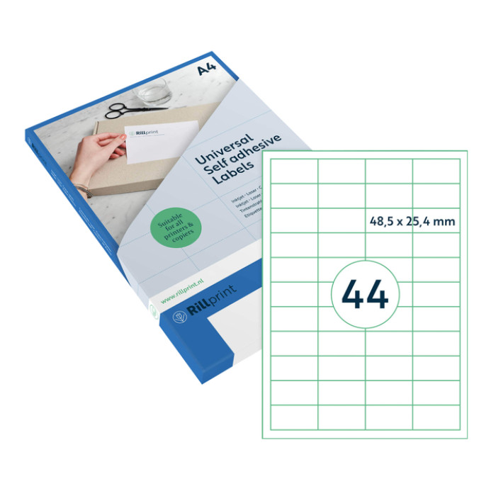 Etiket Rillprint 48.5x25.4mm mat transparant 1100 stuks