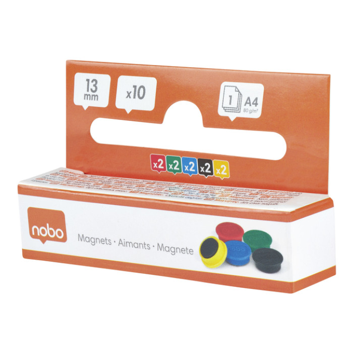 Magneet Nobo 13mm assorti 10 stuks
