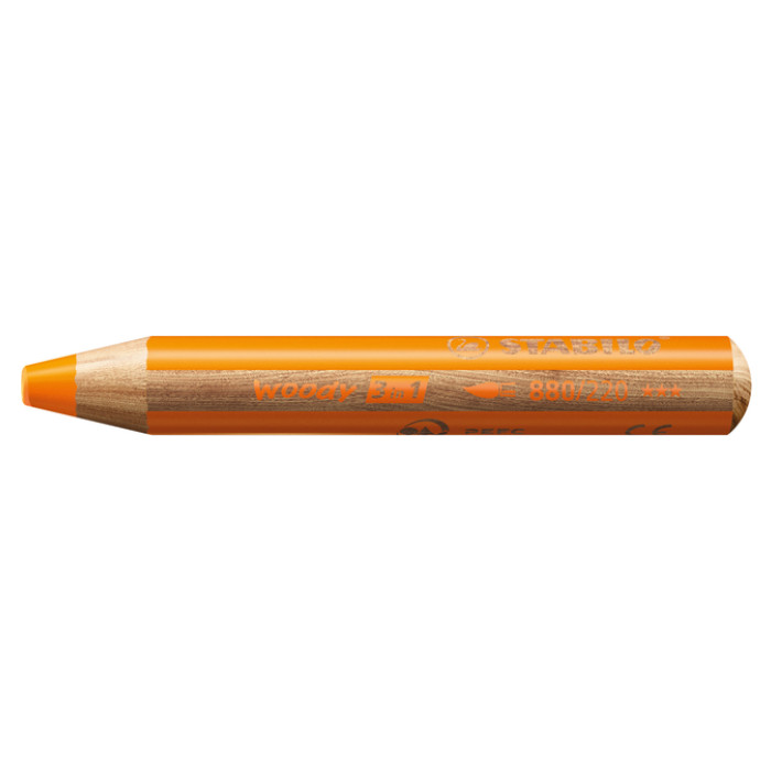 Kleurpotloden STABILO 880 woody 3 in 1 multitalent oranje