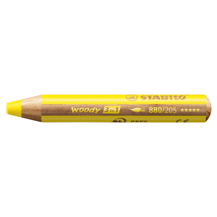 Kleurpotloden STABILO 880 woody 3 in 1 multitalent geel