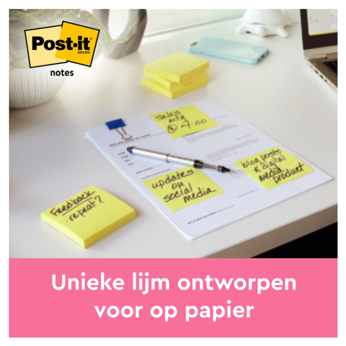 Memoblok 3M Post-it 563 101x101mm geel 200 vel