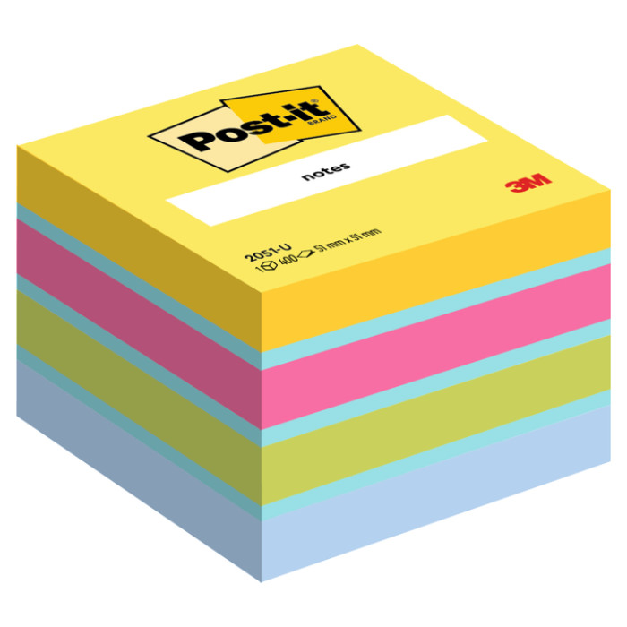 Memoblok 3M Post-it 2051 51x51mm assorti kleur 400 vel
