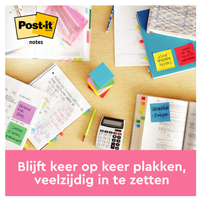 Memoblok 3M Post-it 654 76x76mm Energetic Colours 6 stuks