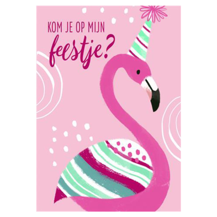 Wenskaart Hallmark uitnodiging flamingo pak à 5 stuks