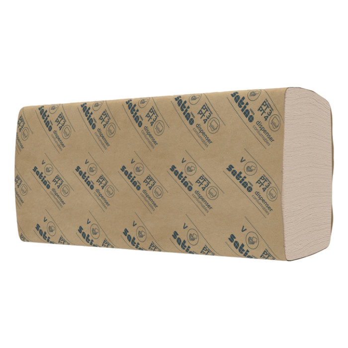 Handdoek Satino PT3 PureSoft v-vouw 2-laags 240x230mm 20x200 vel naturel 277540