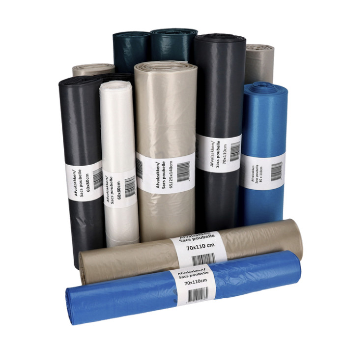 Afvalzak Cleaninq 60x80cm LDPE recycled T50 60L grijs rol à 20 stuks