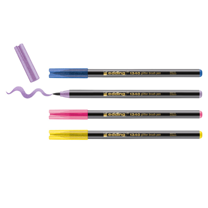 Brushpen edding 1340 glitter assorti set à 4 stuks