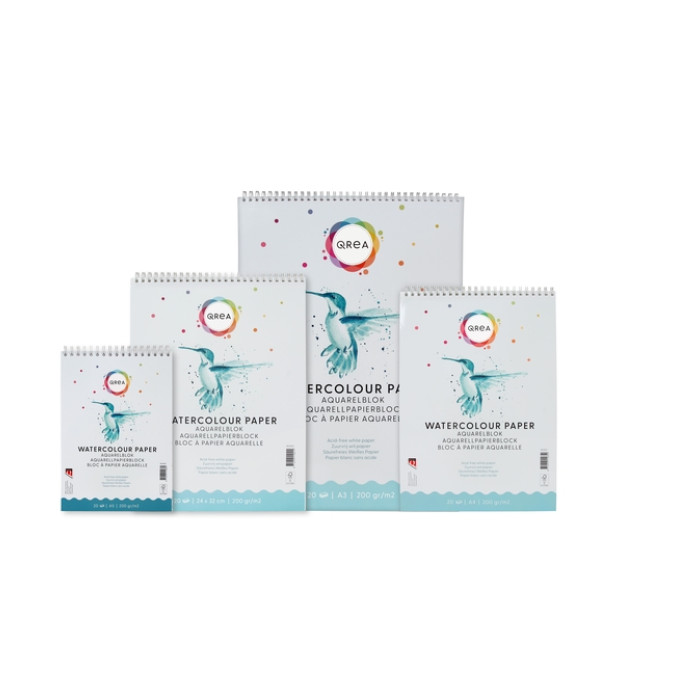 Aquarelblok Qrea A4 20 vel 200gr spiraal
