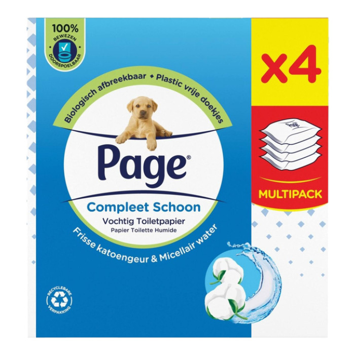 Vochtig toiletpapier Page Compleet Schoon 4 pakken à 38 vel