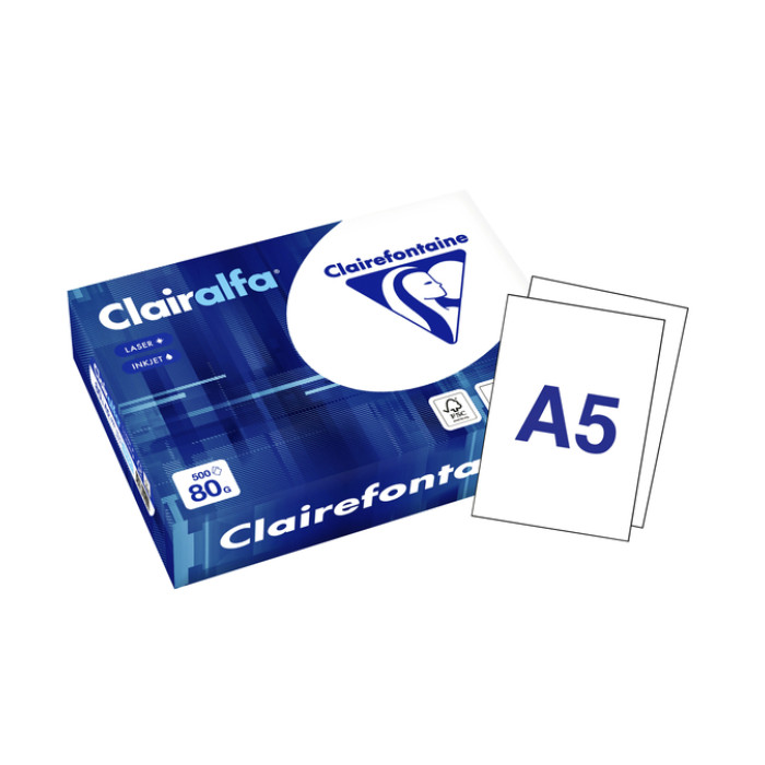 Kopieerpapier Clairefontaine Clairalfa A5 80gr wit 500 vel