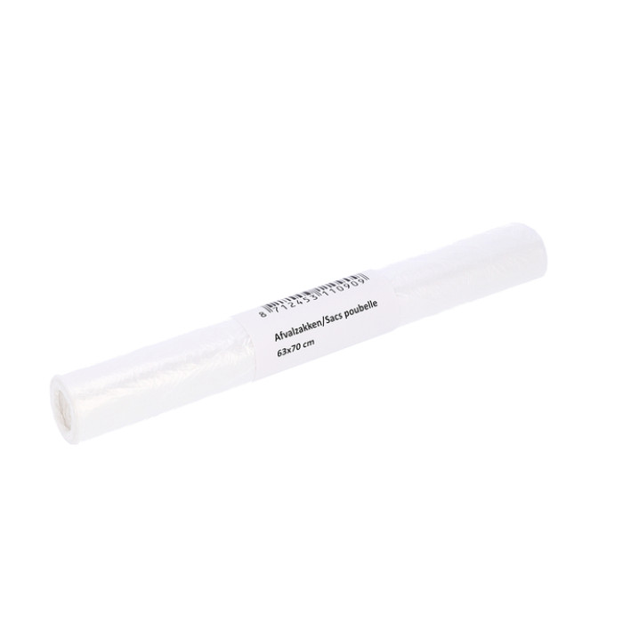 Afvalzak Cleaninq 63x70cm HDPE T15 50L transparant rol à 25 stuks