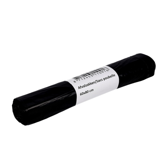 Afvalzak Cleaninq 60x80cm HDPE T23 60L zwart rol à 20 stuks
