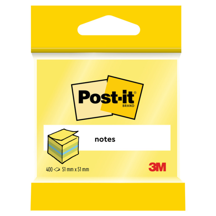 Memoblok 3M Post-it 2012L 51x51mm kubus ass kleur 400 vel