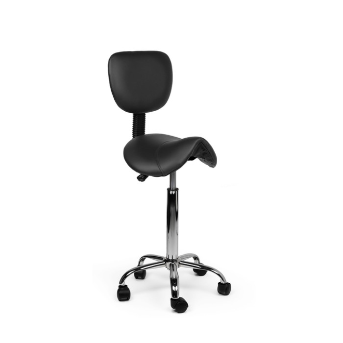 Zadelkruk Office rugleuning medium harde wielen zw