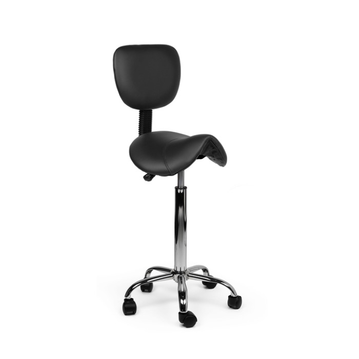 Zadelkruk Office rugleuning hoog harde wielen zw