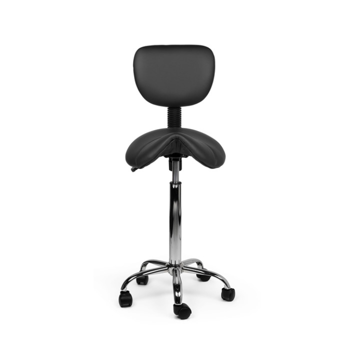 Zadelkruk Office rugleuning hoog harde wielen zw