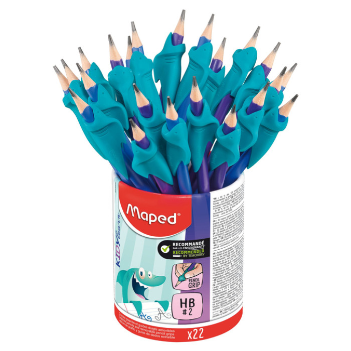 Potlood Maped Kidy Learn met gomtop en vingerhulp blauw