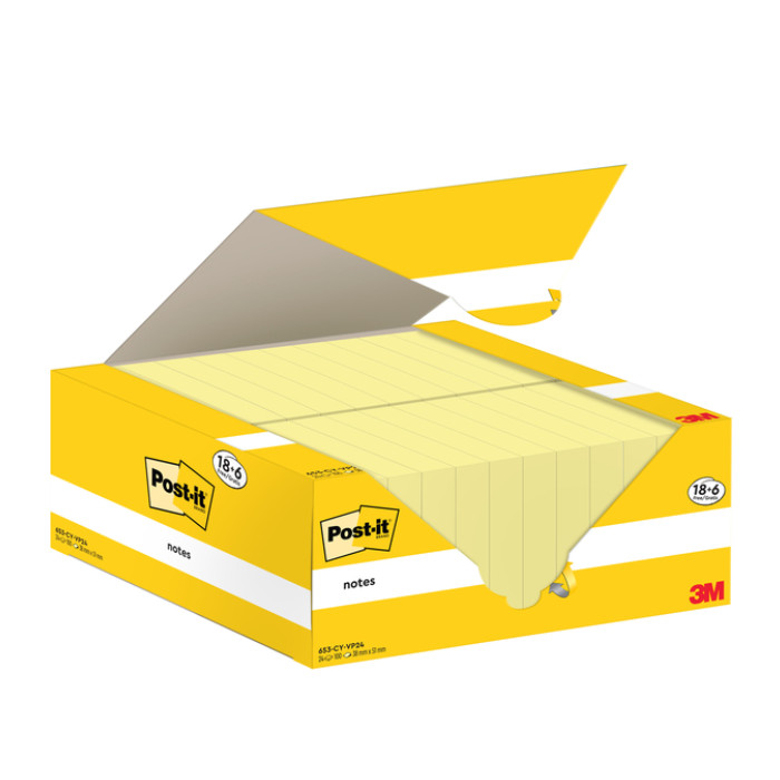 Memoblok 3M Post-it 653-CY 38x51mm geel voordeelpak