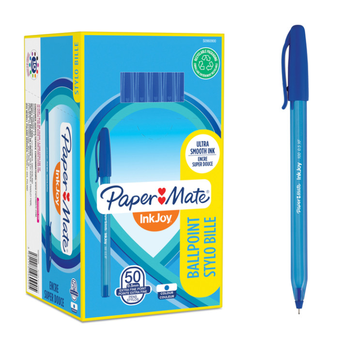 Balpen Paper Mate Inkjoy 100 ultrafijn blauw