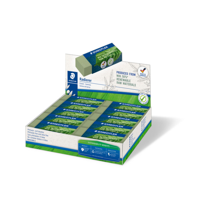 Gum Staedtler Eco 52680 65x23x10mm olijfgroen display