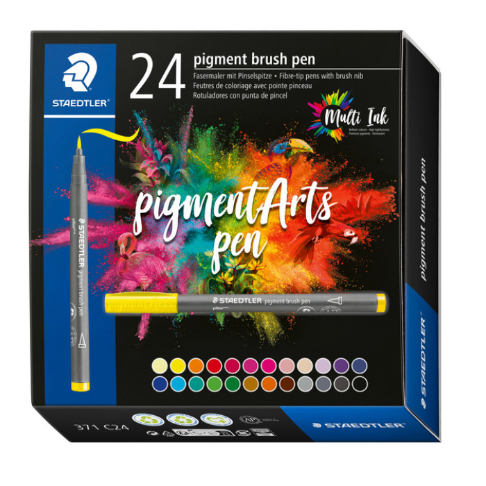 Brushpen Staedtler PigmentArts set à 24 kleuren