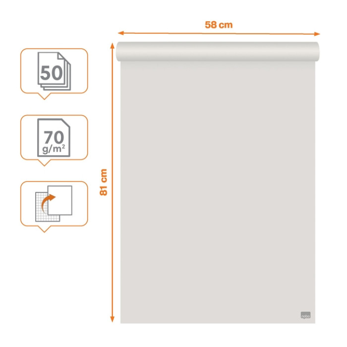 Flipoverpapier Nobo gerecycled 58x81cm dubbelzijdig plano 50vel