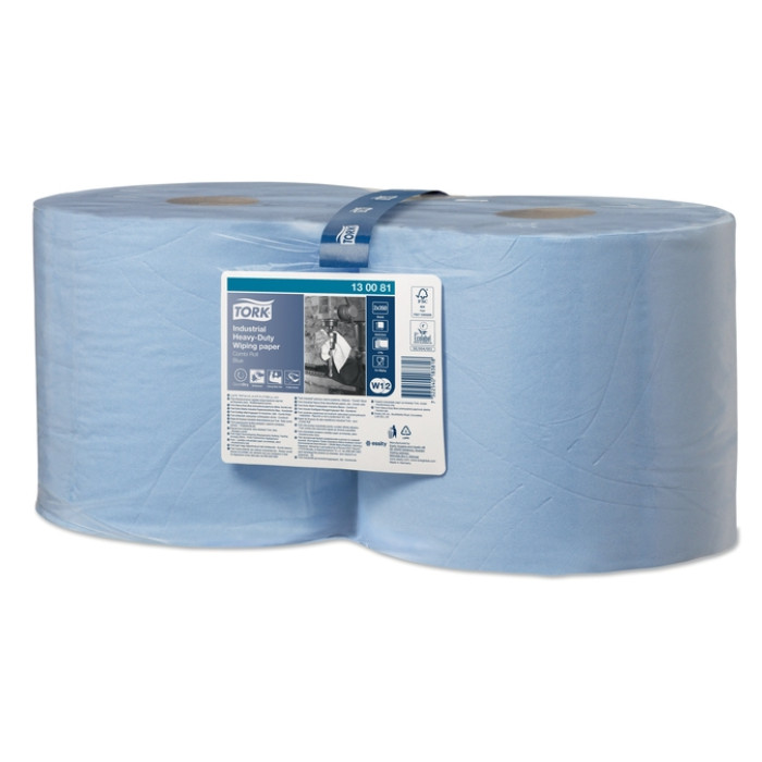 Poetspapier Tork W2 Heavy-Duty Industrial Premium 3-laags 350 vel blauw 130081